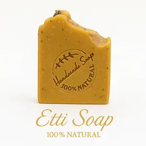 Etti Soap Golden Glow Turmeric Soap Handmade Lemon Exfoliating Bar with Poppy Seeds & Organic Ingredients Natural & Eco Friendly