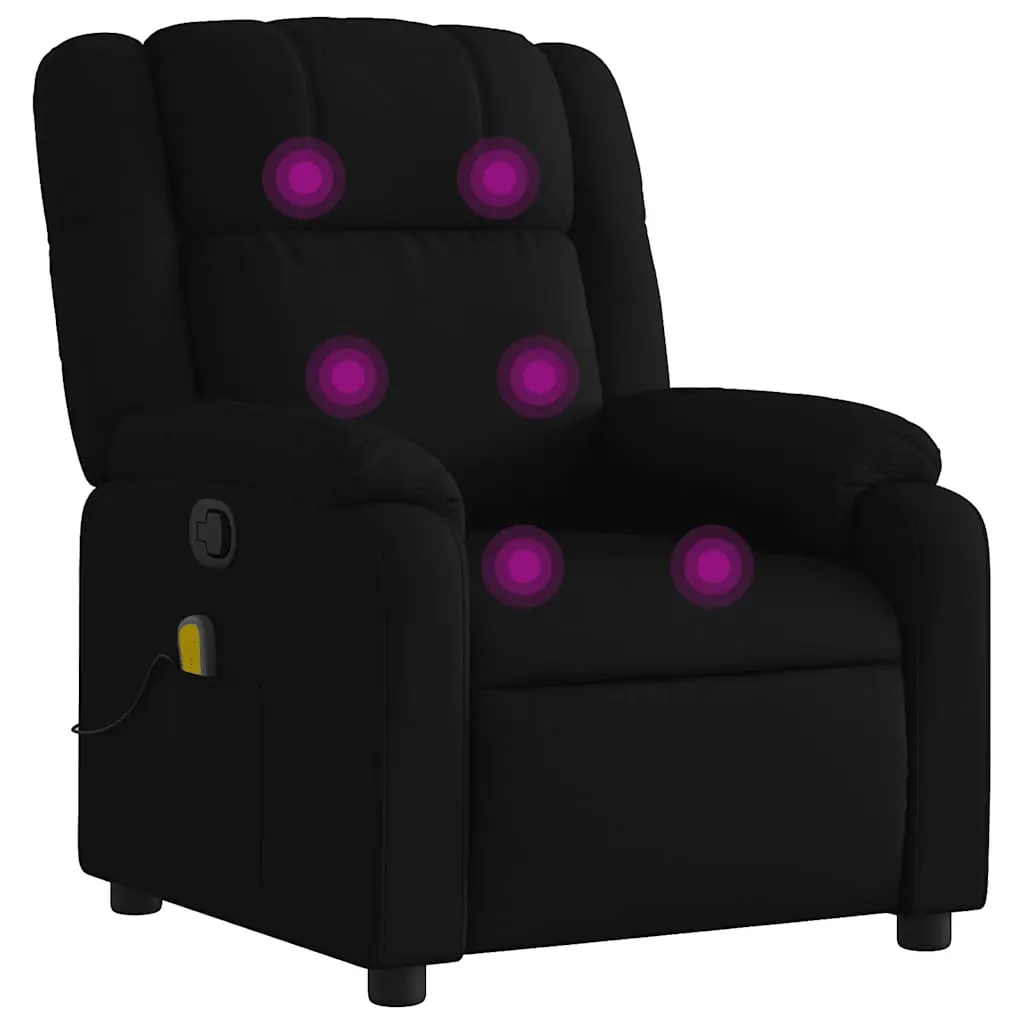 vidaXL Massage Recliner Chair, Adjustable Reclining Armchair for Elderly, Wingback Recliner for Home Theater Cinema, Modern Style, Black Fabric 373550