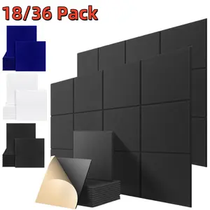18/36PCS Square Soundproof Wall Panels Self-Adhesive, 12"x12"x0.4" High-Density Noise Cancel Soundproofing Sound Proofing Panel Acoustic Noise Insulation Wall Foam Tiles, for Home Office Reccording Studio Ceiling DIY Drawing Pin