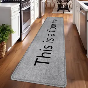 1PC，Gray English Floor MatPatterned strip rugs, used for everyday or festive decorations, entryway mats, RV mats, bathroom non-slip mats, bedroom bedside mats, and kitchen mats.