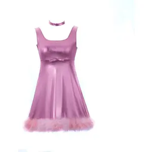 Michelle Purple Plush Hem Sexy Dress
