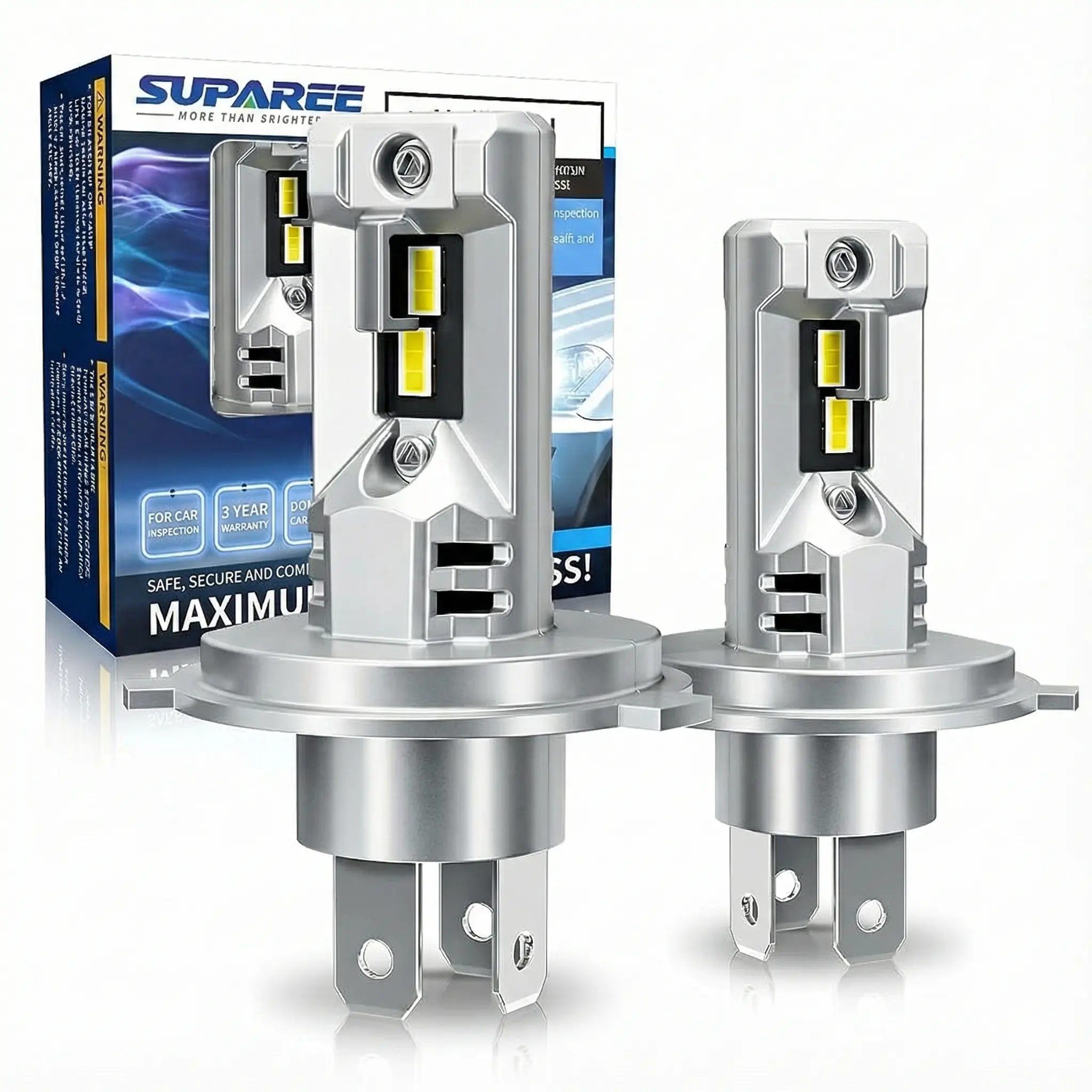 SUPAREE 2Pcs H4 LED Headlight Bulbs Super Bright 6500K White | Easy 10 Min Plug & Play Install | Long Lifespan | Wide Beam No Glare