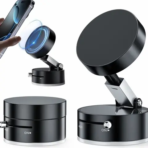 Magnetic Phone Mount Holder Stand - Adjustable, Foldable, Strong Suction Cup Vacuum Adsorption, Portable Multifunctional Car Interior Decor for iPhone 16-12 & Android Phones, Hands-Free Driving Accessory, Holiday Gifts