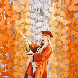 15-Pack Ombre Orange Circle Dot Garland Party Banner – 192ft Fall & Birthday Decor