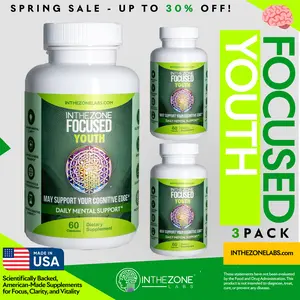 InTheZone Focused Youth 3 pack - Cognitive Support for Focus, Memory, and Mental Clarity - 180 Capsules