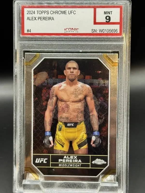 2024 Topps Chrome UFC Card #4 Alex Pereira Graded Mint 9