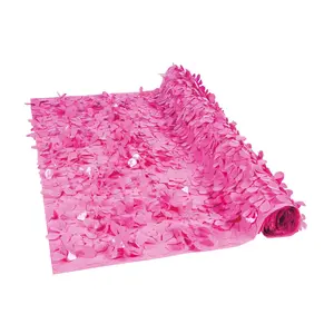 Dark Pink Floral Sheeting Backdrop