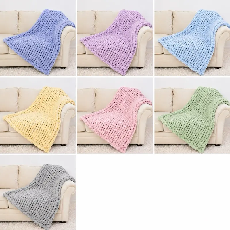 Hand-Knitted Furry Blanket