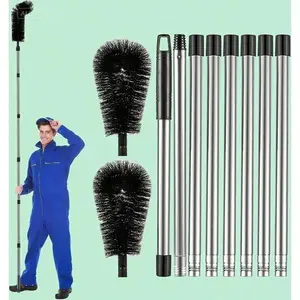 10.5FT Adjustable Gutter Cleaner - Long Reach Cleaning Tool for Leaves & Debris, No Ladder Needed, Lightweight Durable Gutter Brush, Easy to Use Rain Gutter Maintenance Tool for Homeowners