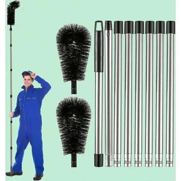10.5FT Adjustable Gutter Cleaner - Long Reach Cleaning Tool for Leaves & Debris, No Ladder Needed, Lightweight Durable Gutter Brush, Easy to Use Rain Gutter Maintenance Tool for Homeowners