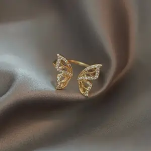 Adjustable Butterfly Ring in Gold or Silver Finish