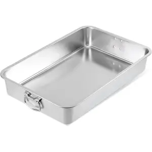 23.5" x 15.5" Heavy Duty Stainless Steel Extra Large Roasting Pan with Handles, Deep Baking Tray for Oven, Perfect for Turkey, Lasagna, Roasts and Holiday Meals