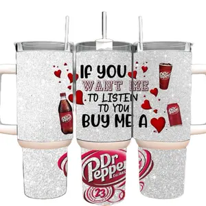 Dr Pepper Tumbler 40oz Stainless Steel Handmade Lid Straw Bottle Drinkware Water Bottles Cup Mug Portable Bottled Washable Reusable Insulated Flasks Travel Horror Halloween If you want me to listen to you buy me a Dr Pepper