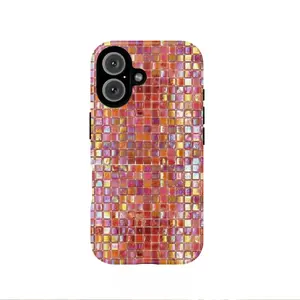 (PRINTED 3D) This disco mosaic pattern, durable, shock-absorbing, glossy 2-in-1 phone case is compatible with iPhone 17, 16, 15, 14, 13, 12, 11, Samsung, and other models. It makes a great holiday gift for friends or family