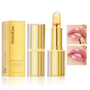 Moisturizing Color-Changing Lipstick Stick, Ph Temperature Reactive Lip Gloss, Gold Crystal Shine Effect, Smooth Hydrating, Daily Use