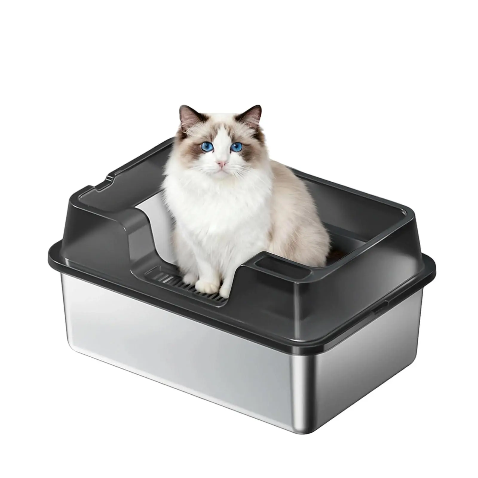 Stainless Steel Litter Box, XL Enclosed Cat Litter Boxes with Lid for Big Cats and Multi-Cats, High Sided, Anti-Urine Leakage Non-Stick Bottom Include Scoop Easy to Clean
