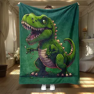 Cartoon Tyrannosaurus Pattern Blanket, Soft Comfortable Throw Blanket, Cool Bedroom Bedding Blankets, Warm Napping Blanket For Home Office Travel Camping