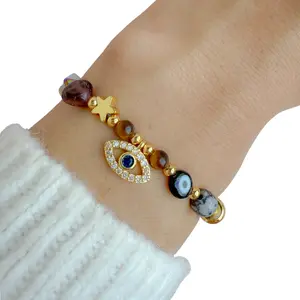 Fearless Bracelet - Obsidian Tiger Eye Gray Jasper Evil Eye Protection Amulets Handcrafted Jewelry