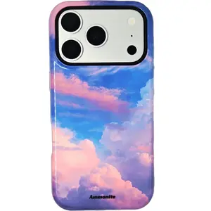 Dreamy Cotton Candy Cloud Case for iPhone 17 Pro, Aesthetic Pastel Sky, Cute Y2K Soft Girl Vibe, Shockproof Protective Cover, Viral TikTok Accessory, Ammonite Brand