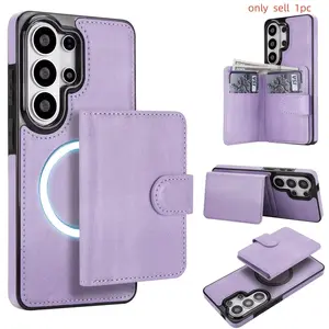 2 in 1 Detachable Strong Magnetic Cards Holder Cellphone Case For Samsung S26 Ultra S25 Plus S24 S23 A56 A26 A36 Vertical Pocket Bag Cover