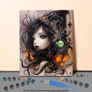 Witch Pattern DIY Painting By Numbers Kit Without Frame, 1 Set DIY Paint By Numbers Kit, Wall Art Decoration for Home Living Room Bedroom