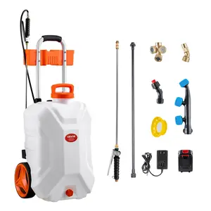 【FathersDayGift】VEVOR Battery-Powered Sprayer with Wheeled Cart, 10 Gallons Electric Weed Sprayer, Adjustable 0-80 PSI, Yard Lawn Sprayers with Wheels, 5 Nozzles & 98ft Hose, 3-6H Spray Time, for Weeding, Cleaning