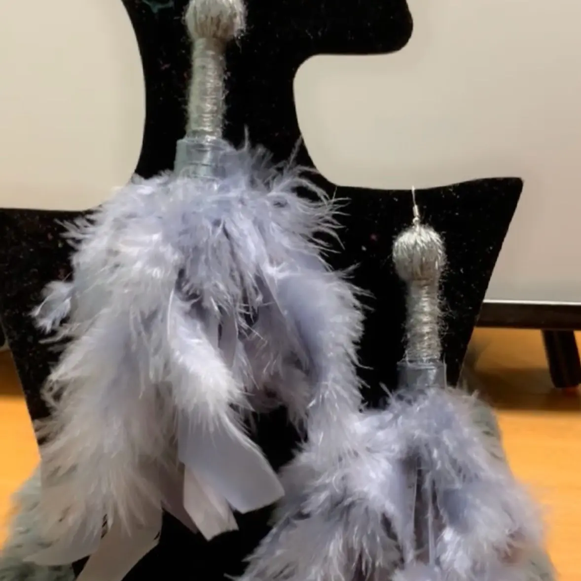 Grey Feather Earrings