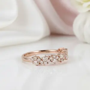 Vintage 14k Rose Gold Pear & Round Cut Diamond Option Wedding Band