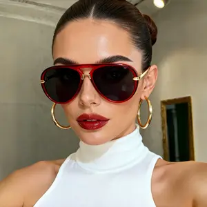 Street style trendy, modern and individualistic wide-leg square sunglasses, the same large-framed sunglasses as female Internet celebrities small oval woman