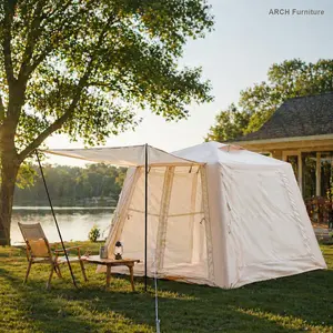 ARCH 5.76 m² Inflatable Camping Tent with Canopy, Blow Up Tent with Hand Pump, Easy Setup 4 Season Waterproof Oxford Air Glamping Tent for 2-3 Person Adults, Portable Outdoor Shelter for Camping Hiking Beach Picnic Backyard Travel