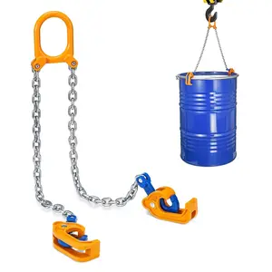 55 Gallon Drum Lift - Chain Drum Lifter - 2000 lbs Capacity - Upgraded Carbon Steel Hook with Built-in Spring Suitable for Plastic and Metal Drums - This Product is Protected by a  .