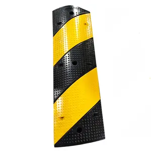 6ft Heavy Duty Rubber Speed Bump 2 Pack, 25000lbs Driveway Speed Bumps with 2-Channel Cable Protector, Reflective Yellow Stripe Speed Ramp with Asphalt Concrete Mounting Bolts for Parking Lot Garage
