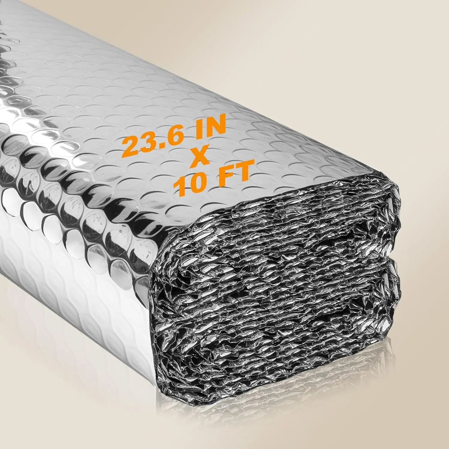 Double Reflective Insulation Roll, 23.6" X10' Double-Sided  Bubble Roll, Rv Window and Window Insulation for Winter and Summer, Garage Door, Roof,