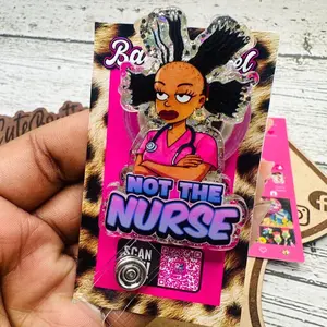 Not the Nurse Hospital ID Healthcare Worker Lab Nurse Xray Pharmacy Reg  Glitter Acrylic Badge Clip Nurse Badge Reel