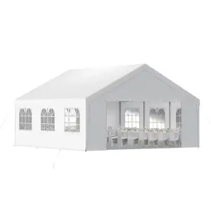 Aoodor 20 x 20 ft. Marquee Party Tent with Church Window Sidewalls ,Waterproof Pavillion Tent ,Outdoor Event Tent,Wedding Party Tent - White