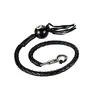 Dream Apparel 36/42 Inch Genuine Leather Motorcycle Whip with 8-Ball & Fringe Black & Red Stainless Steel Quick Release Clasp for Biker Style and Visibility