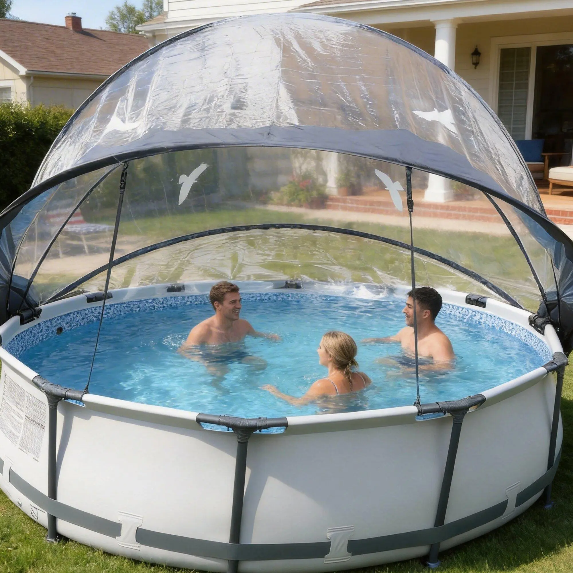 15 FT Round Multifunctional All-Weather Pool Dome Enclosure for Outdoor Frame Pools, Keeps Water Clean & Warm, Sports & Outdoor Leisure Equipment