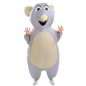 Inflatable Gray Mouse Costume for Adults - Funny Blow Up Rat Mascot Outfit with Fan & Battery for Halloween, Cosplay, Parties & Summer Events