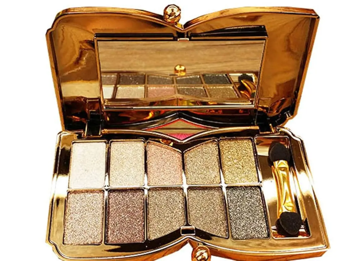 Glitter Eyeshadow Palette,Sparkle Shimmer Eye Shadow Highly Pigmented Long Lasting Makeup Set Gold