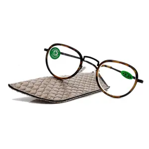 Cassie, (Premium) Reading Glasses Round. High End Reader Modern Circle Style (Brown, Gold) Wire Frame +1.25..+3 Magnifying. NY Fifth Avenue Unisex Lightweight