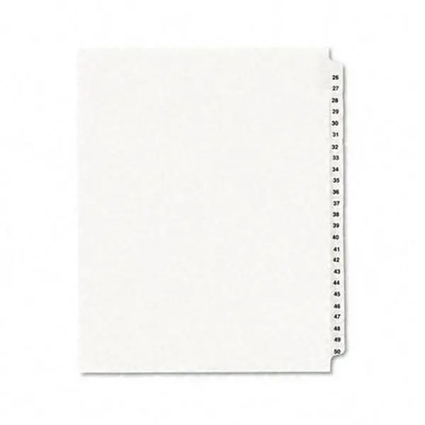 Avery 01331 Rip Proof Legal Side Tab Divider - 25-Tab (Form Quantity:25), Dual-Sided, Index Briefs, Laminated, Titles 26-50, 11x8.5in Letter Size, White, Fits Any Binding System, Easy Organization, 1 Set