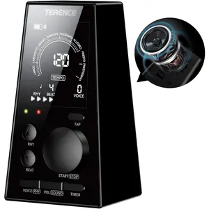 TERENCE Digital Metronome for Piano, Guitar, Drum and All Musical Instruments, Electronic Metronome with Volume, Rhythm Adjustable, Rechargeable, Metronome with Speaker, Timer Function, LCD Display TERENCE