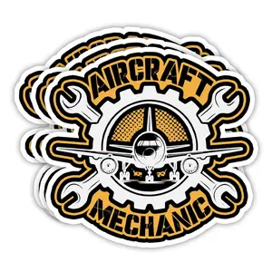 Aircraft Mechanic Sticker, Aviation Maintenance Gear Wrench Decal, Airplane Tech Gift for AMT Students, Toolboxes, Laptops 1M6