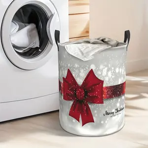 Christmas Large Storage Basket Christmas Snowflakes On Dark Red For Toys Clothes Storage Bin Box Laundry Hamper Organizer Bag With Handles, Laundry Baskets