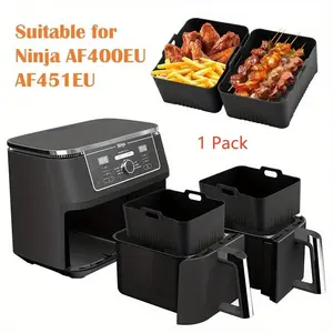 Premium Extra Tall Silicone Air Fryer Liners for Ninja AF400/AF451, Reusable Non-Stick Cooking Tray, Heat Resistant for 9.5L Air Fryer