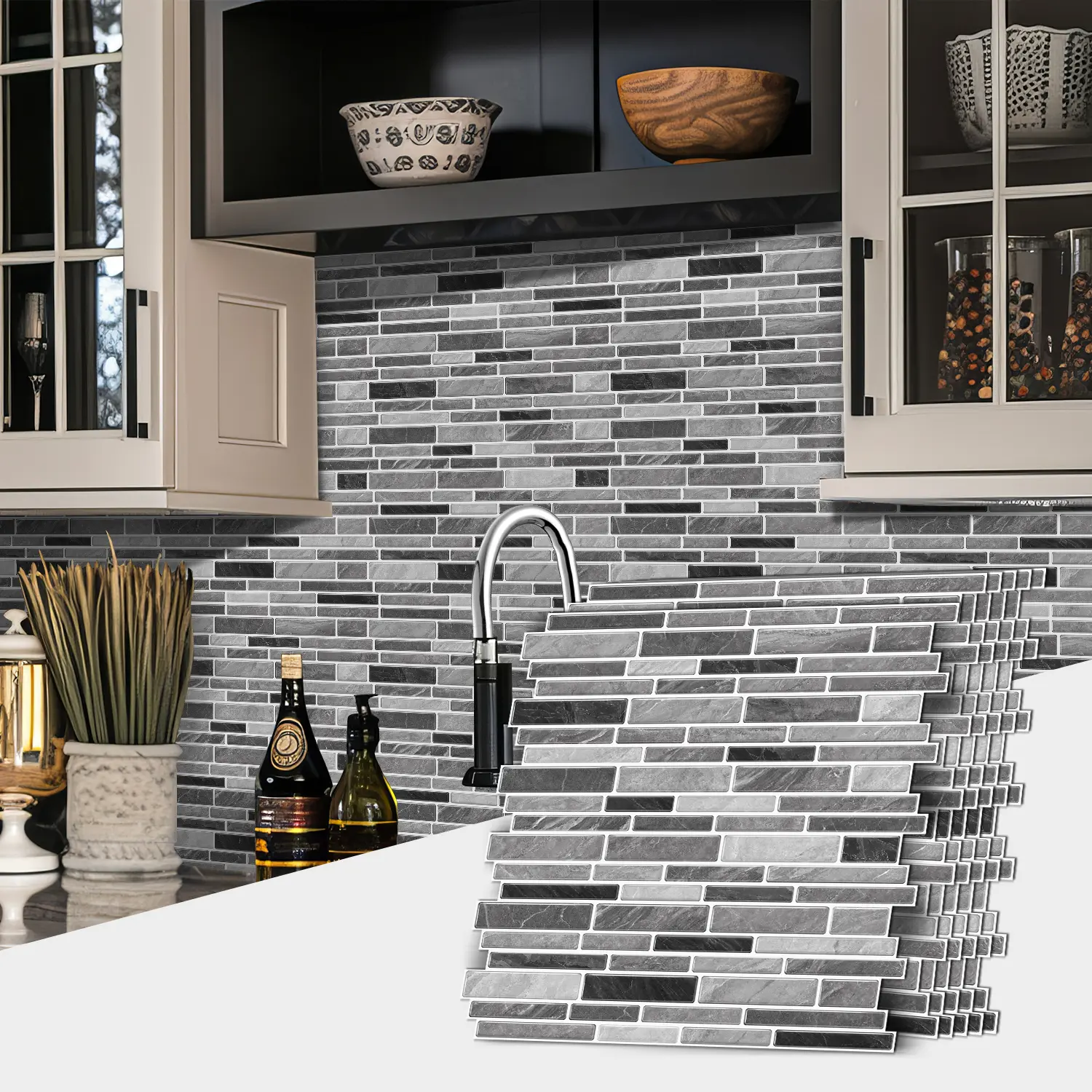 Kuujojo 20pcs Marble Backsplash Wallpaper - Peel-and-Stick Artificial Stone Wall Sticker, Waterproof, Moisture-Proof, Oil-Proof for Kitchen, Bathroom, Living Room Home Improvement, Waterproof Removable Adhesive