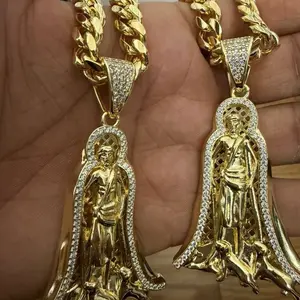 14k Gold Bonded Pendant and Necklace - Saint Lazaro