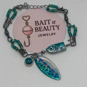 Teal & Green Fishing Lure Bracelet