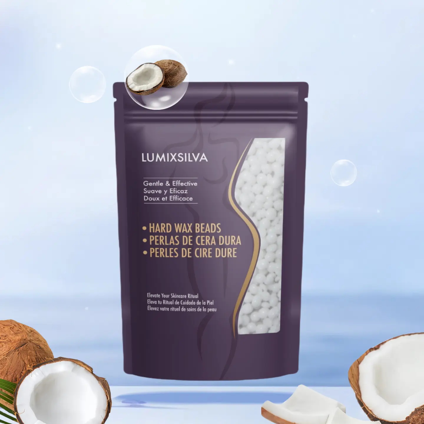 LUMIXSILVA Coconut Hard Wax Beads, Hair Remover Wax for Gentle and Smooth Hair Removal on Sensitive Skin, for Full Body, Brazilian, Bikini and Underarm Home Use, Body Care, Hardwax, Bikini Hair Removal