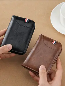 Men's Multifunctional Ultra-Thin Microfiber Rfid Shield Wallet, Business Wallet, Father's Day Gift, Birthday Present, Dual-Fold Design, Large Capacity